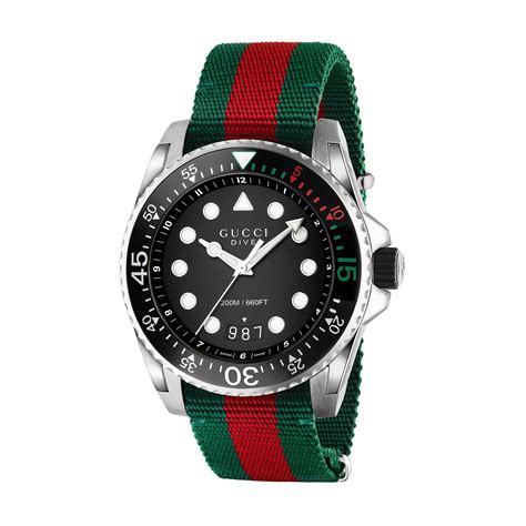 gucci watch green red strap dive|Gucci dive watch snake.